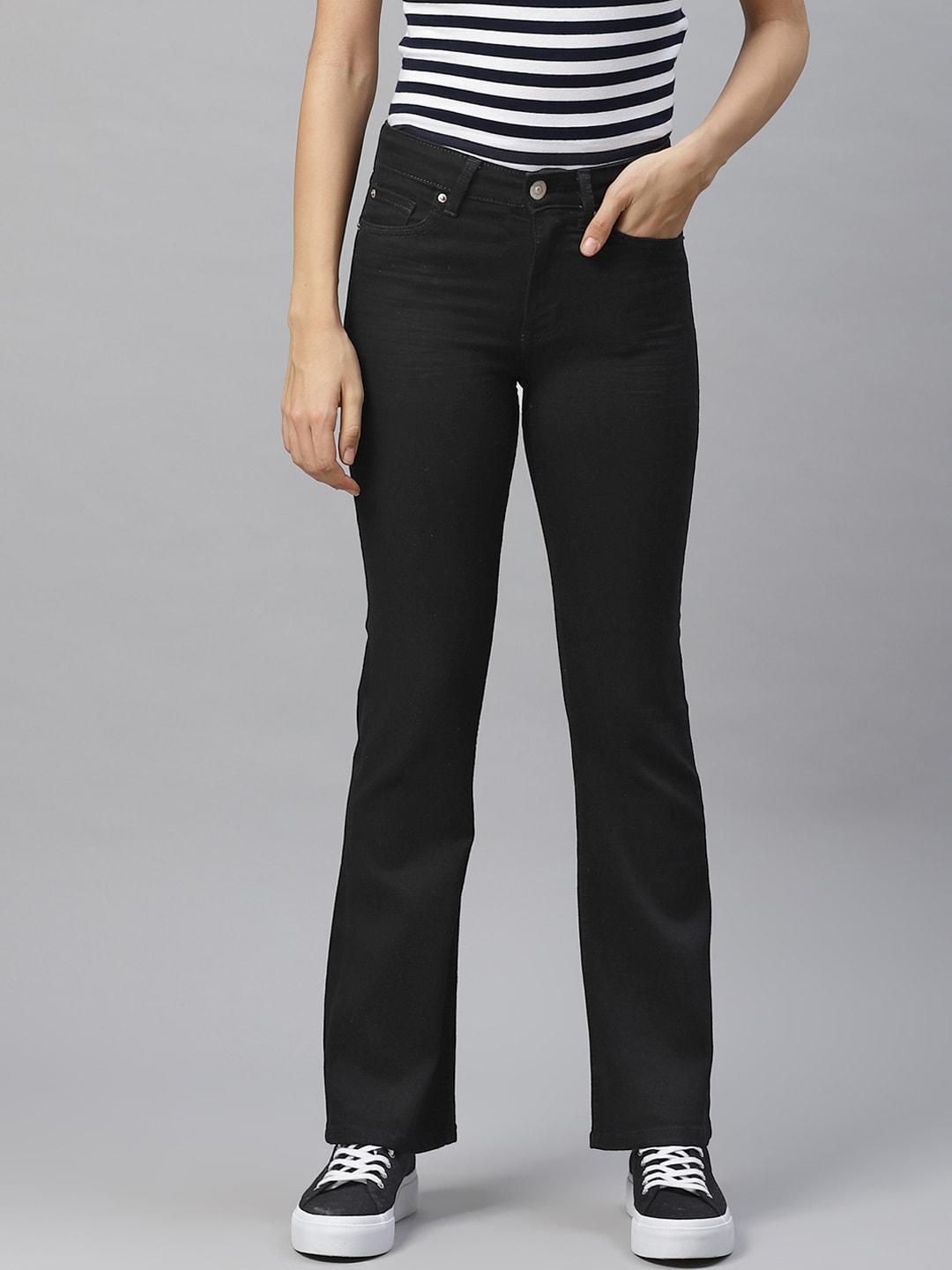 marks & spencer women black the eva bootcut mid-rise clean look stretchable jeans