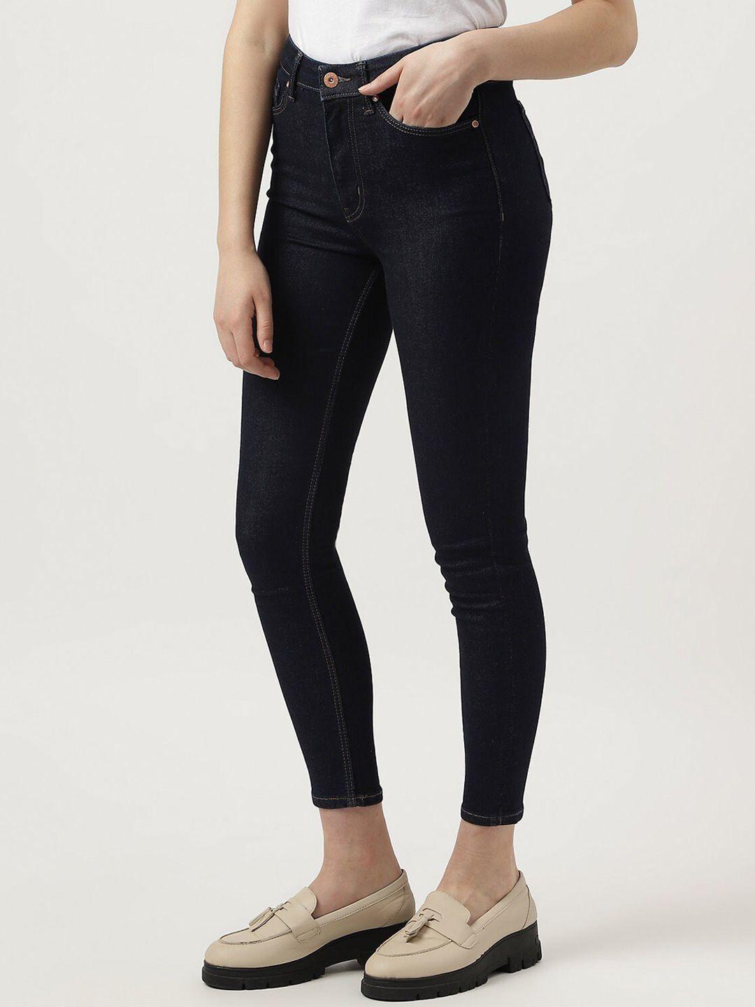 marks & spencer women clean look skinny fit high-rise stretchable cropped jeans