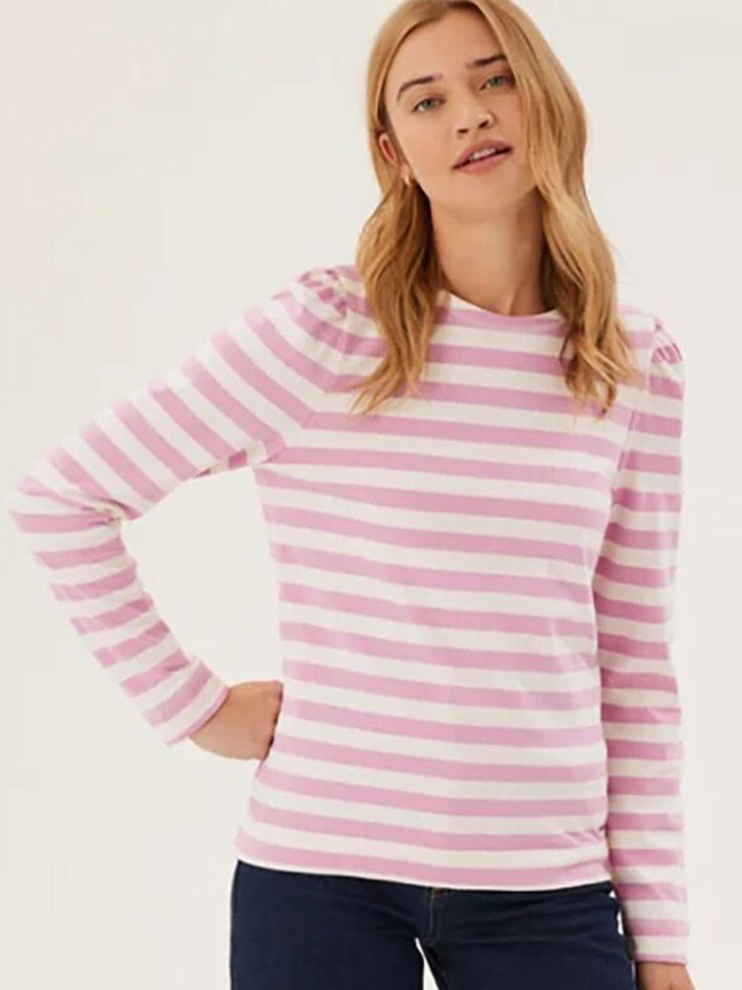 marks & spencer women pink striped top