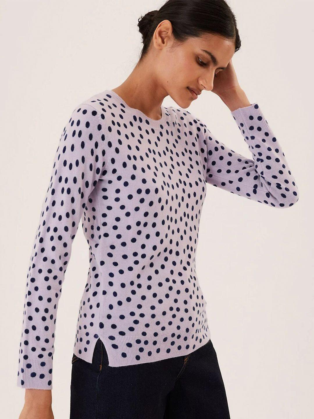 marks & spencer women printed polka dots pullover