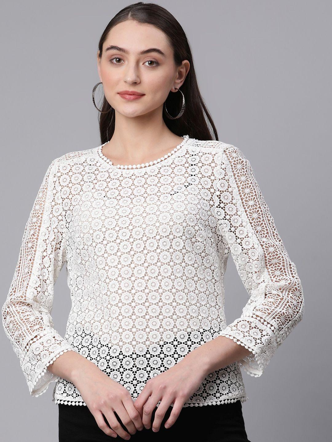 marks & spencer women white floral lace top