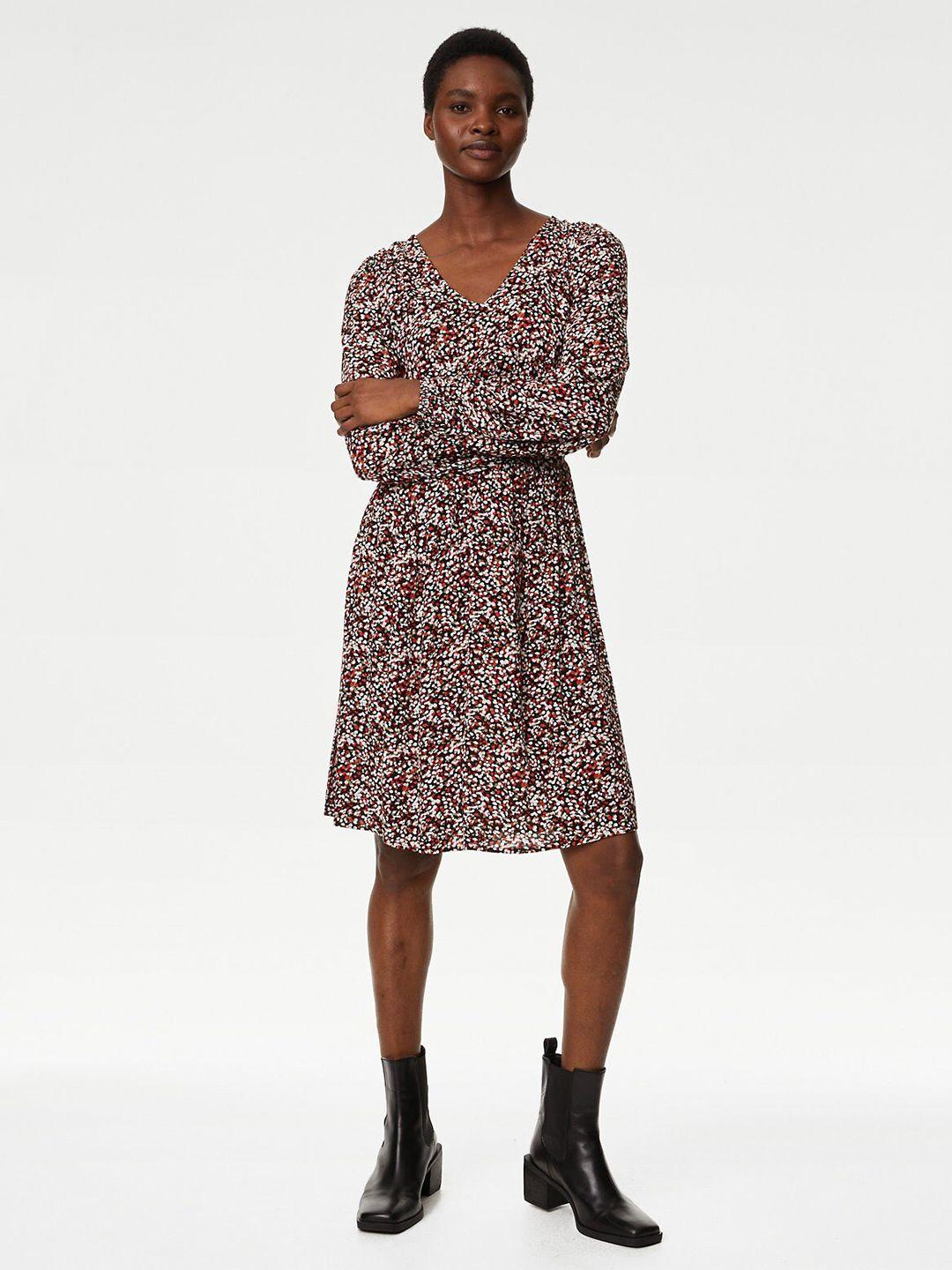 marks & spencer abstract printed fit & flare dress