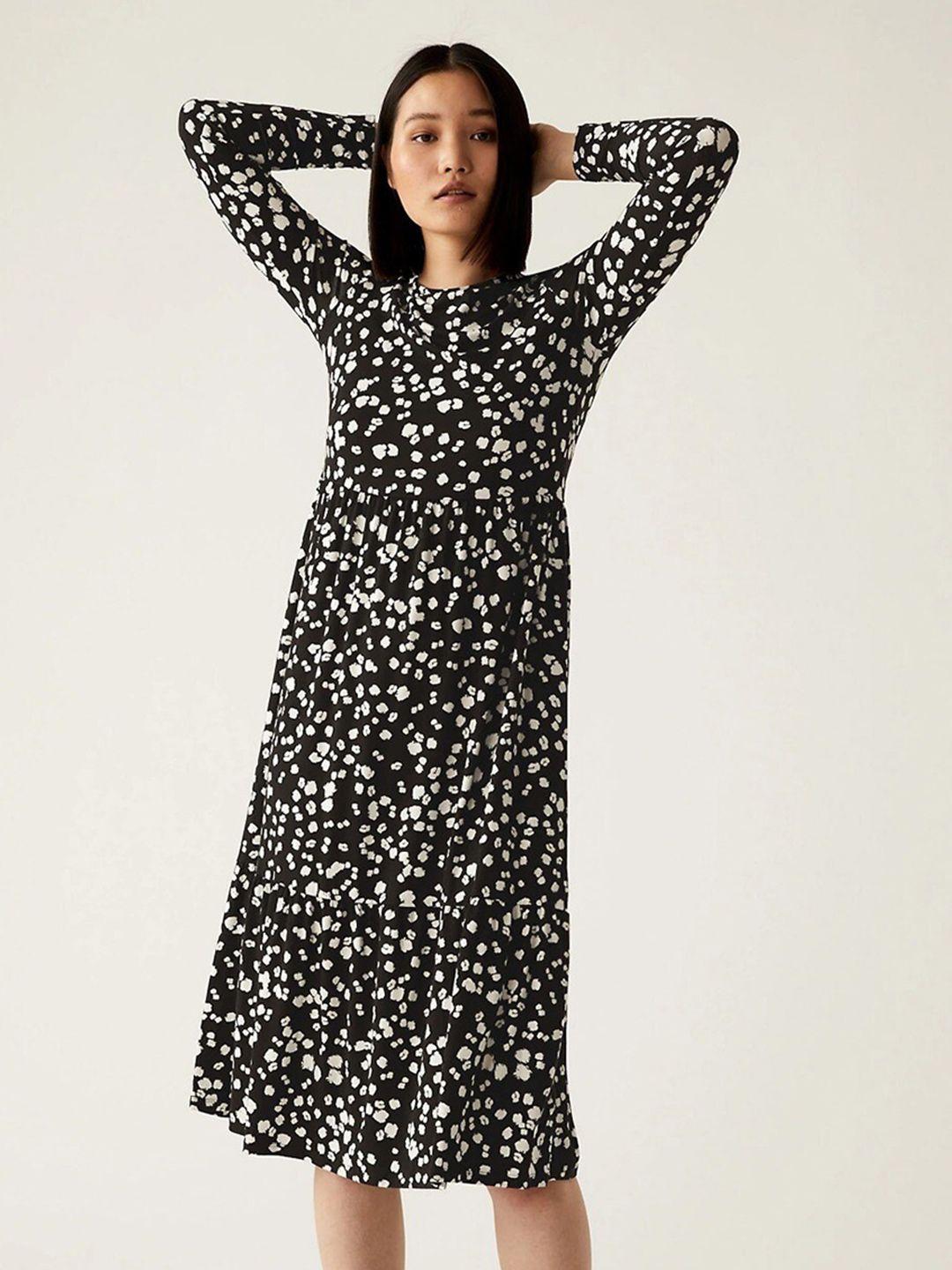 marks & spencer abstract printed monochrome a-line dress