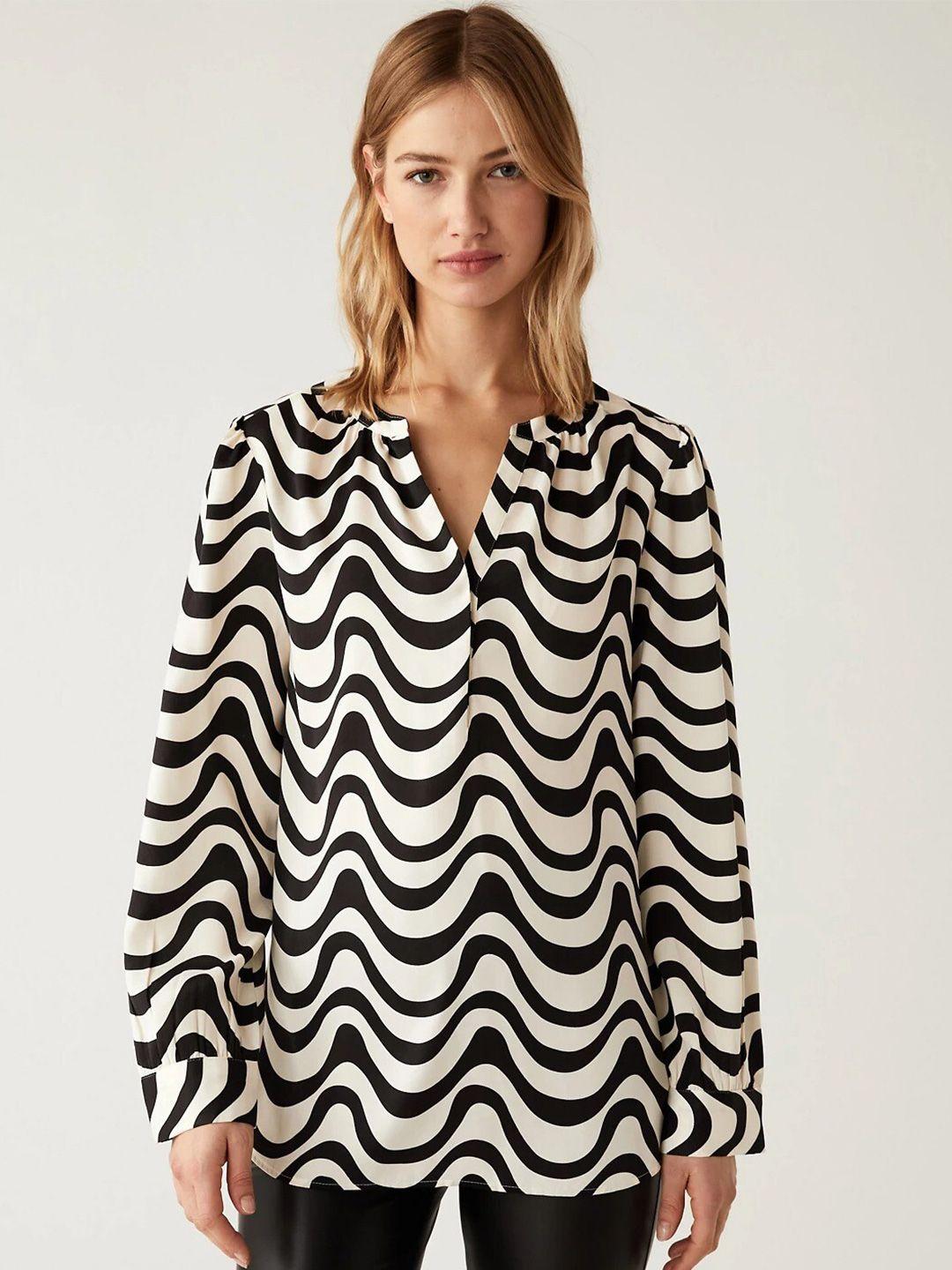 marks & spencer abstract printed shirt style regular top