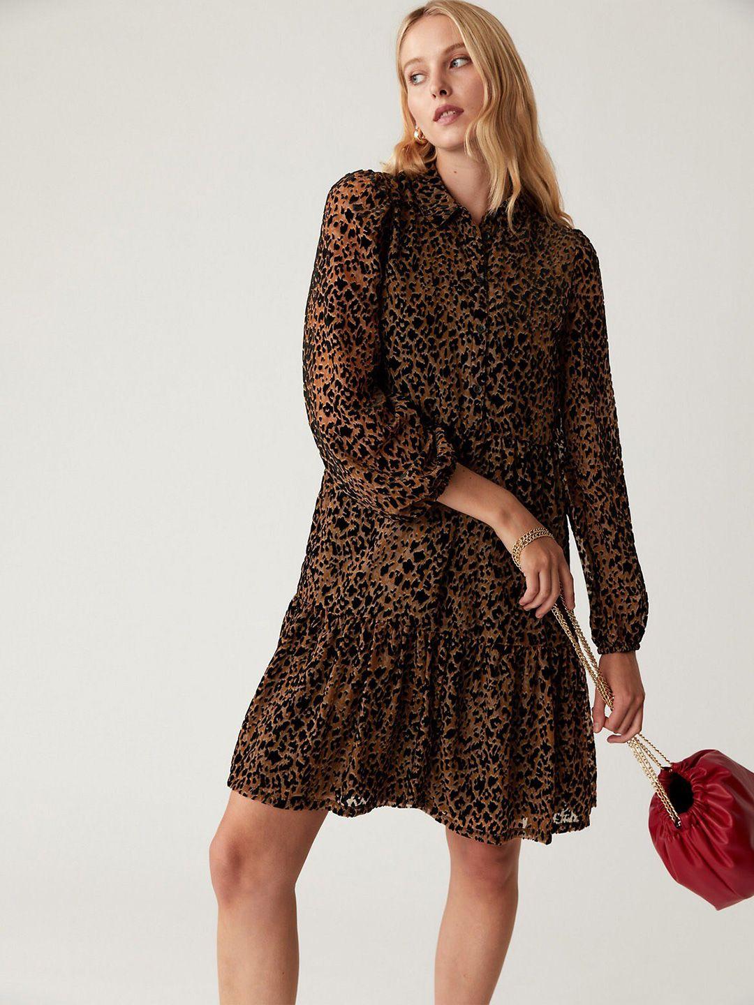 marks & spencer animal printed a-line dress