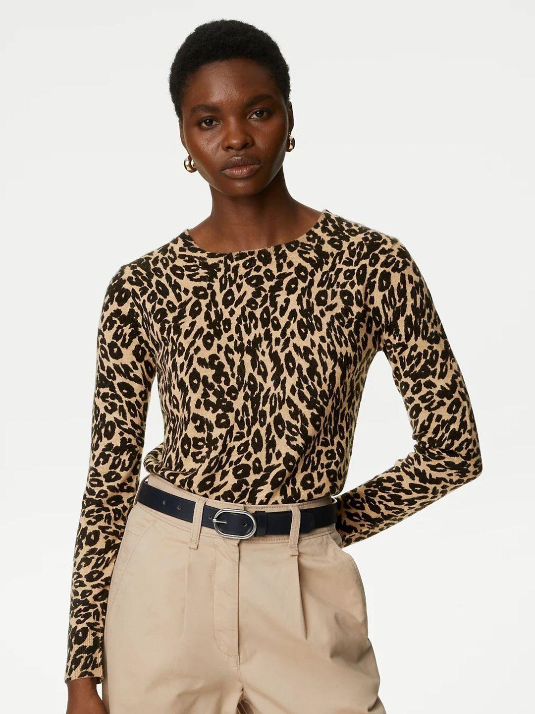 marks & spencer animal printed long sleeves pullover sweaters