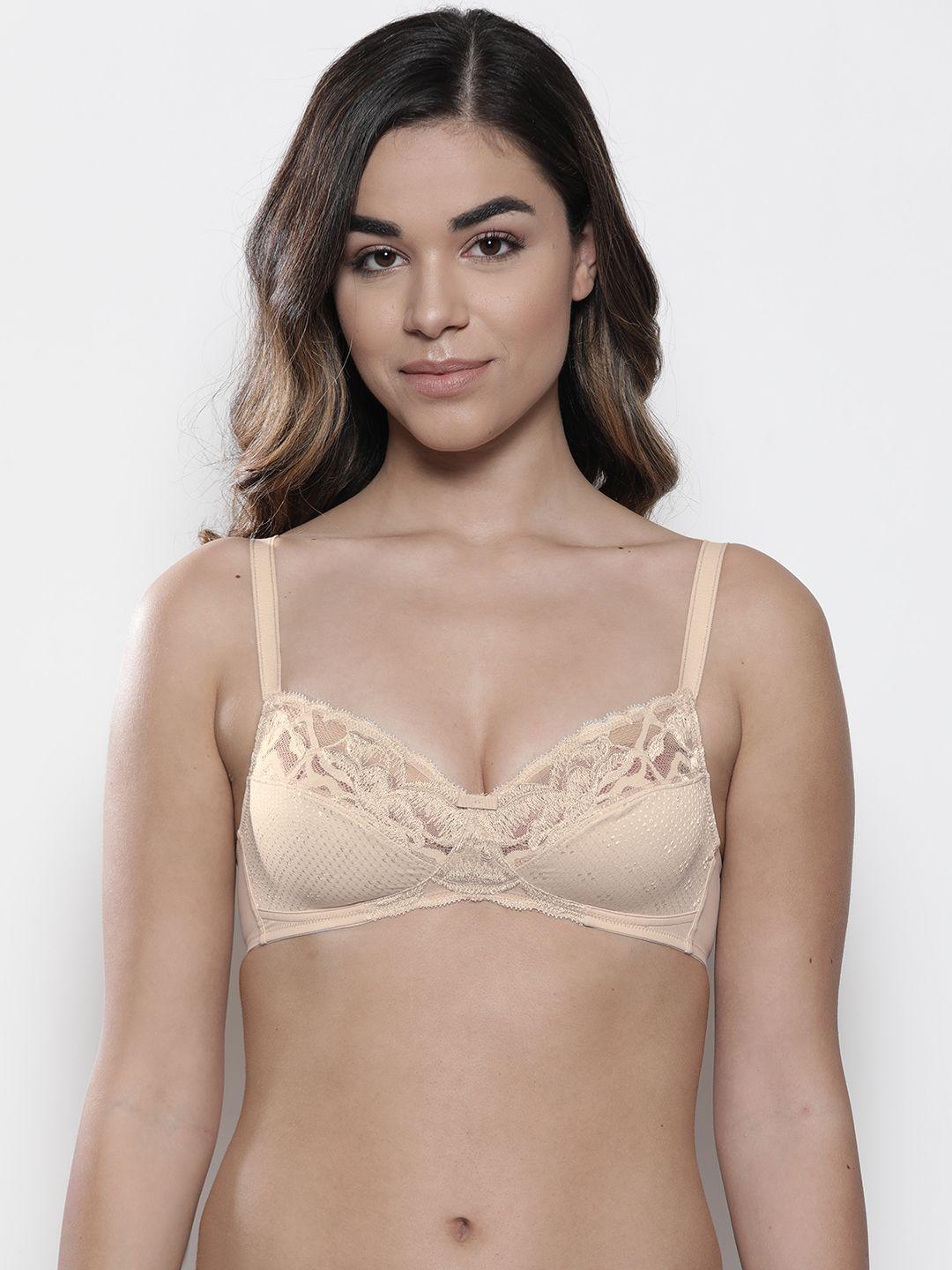 marks & spencer beige self design non-wired non padded everyday bra t337005