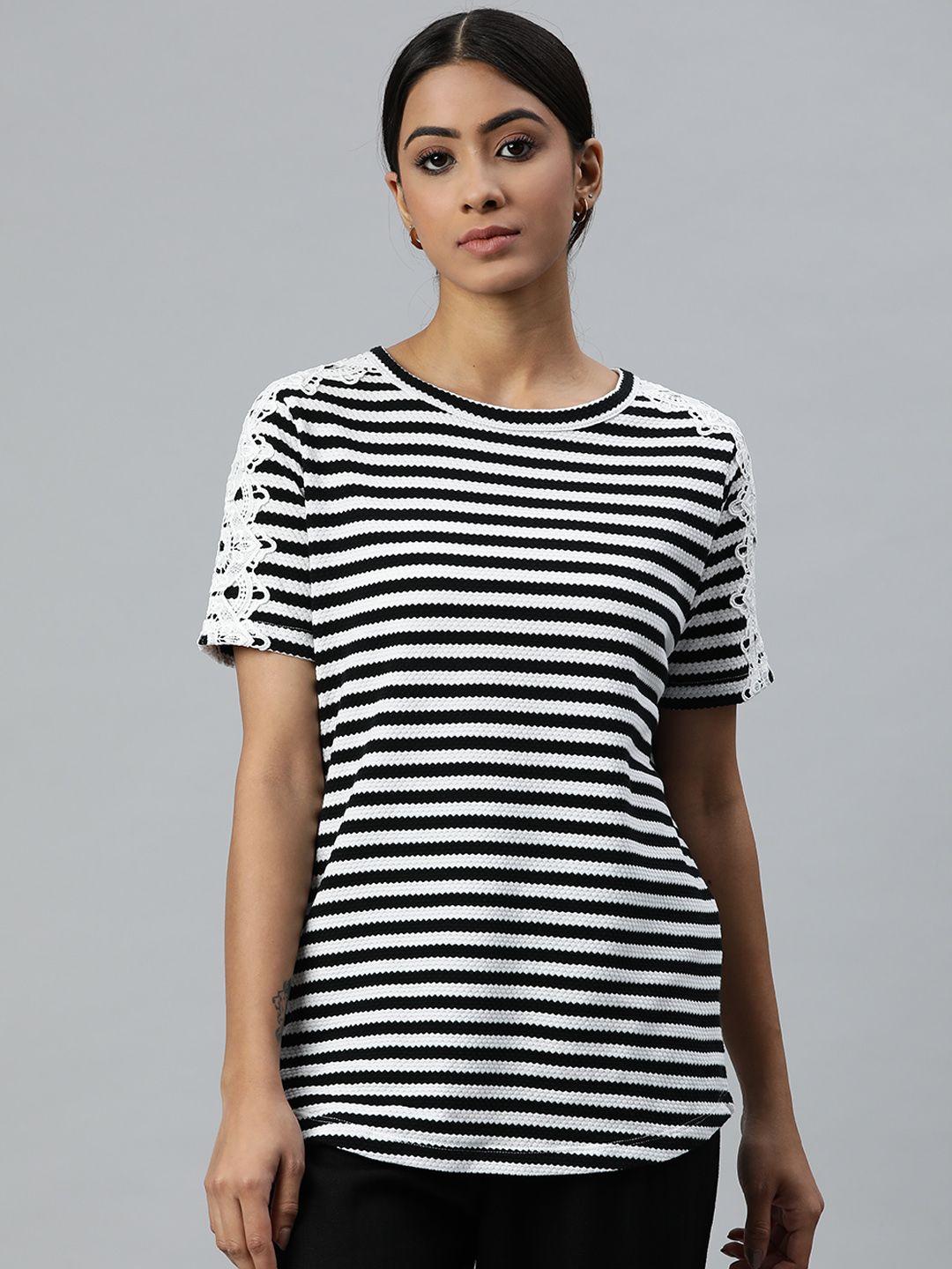 marks & spencer black & white striped top