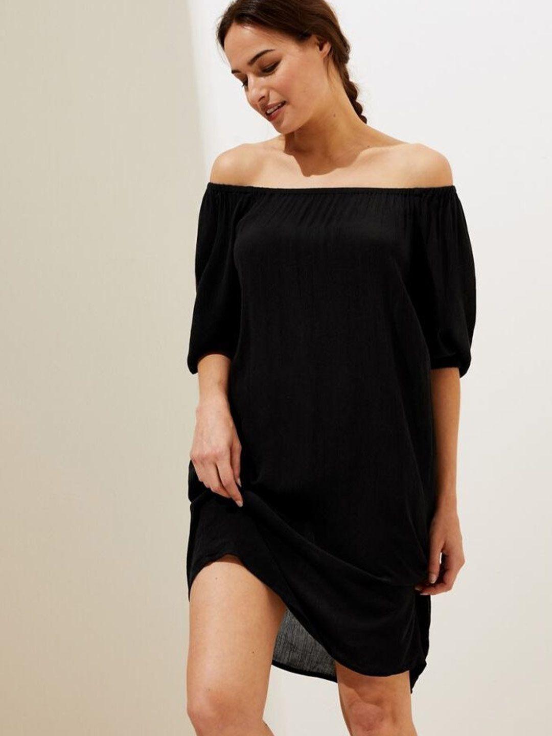 marks & spencer black off-shoulder maxi dress