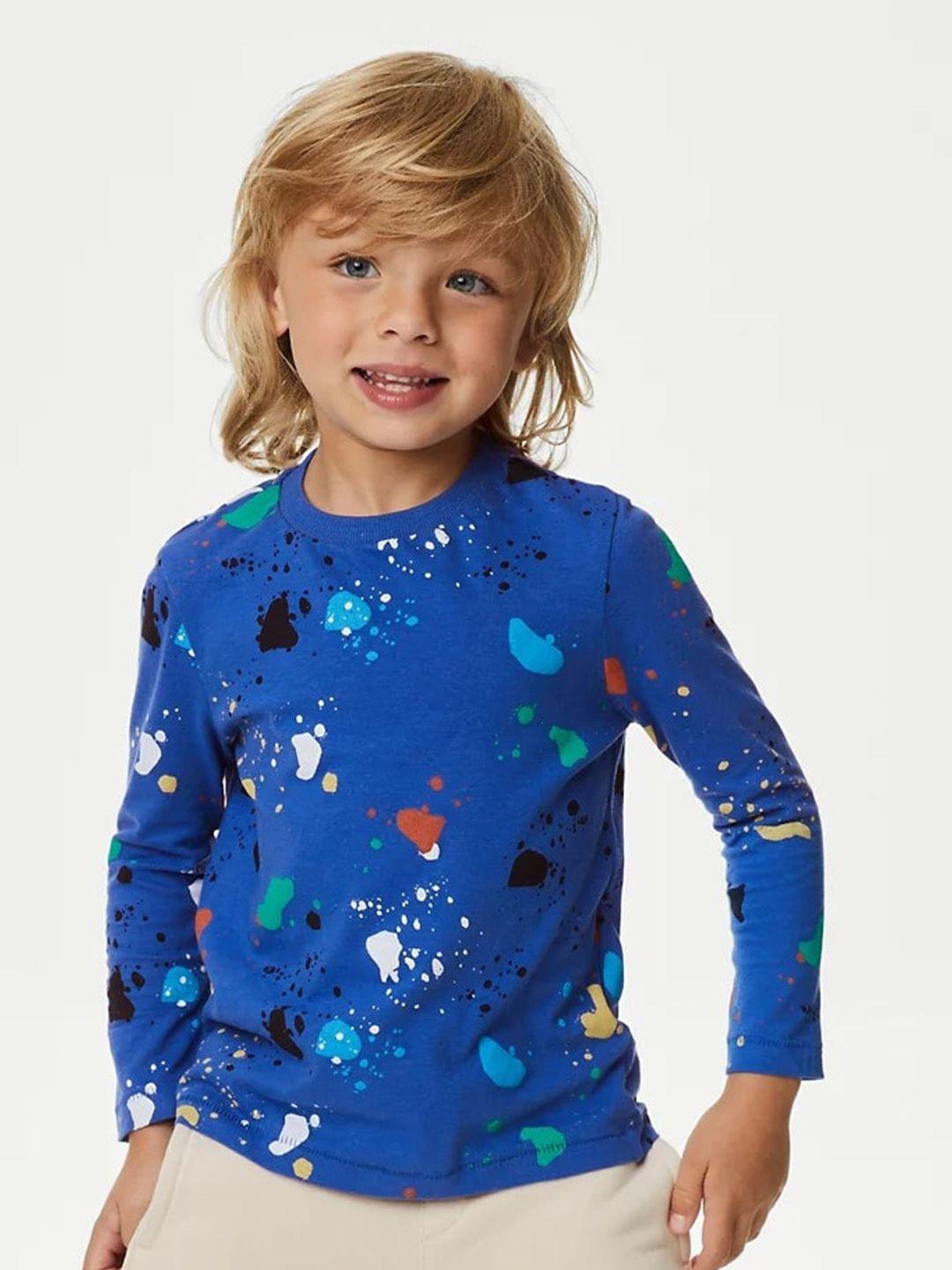 marks & spencer boys abstract printed long sleeves pure cotton t-shirt