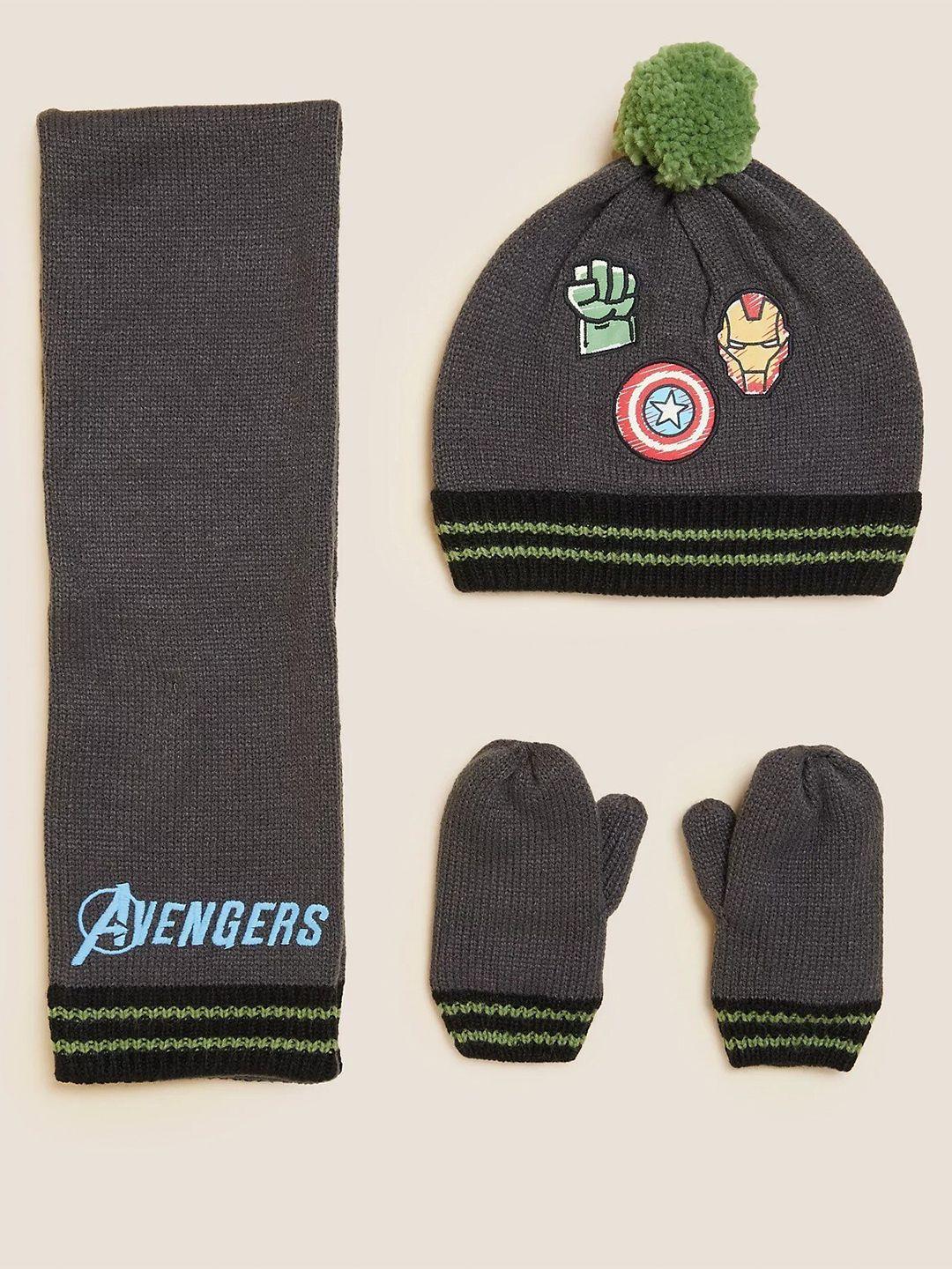 marks & spencer boys avengers self design acrylic beanie set