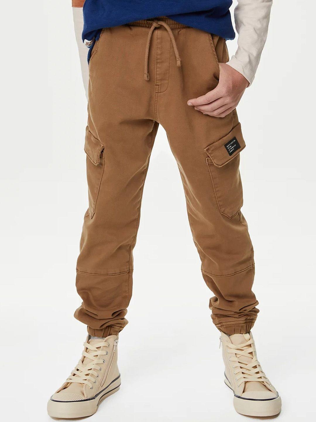 marks & spencer boys brown mid-rise cargos