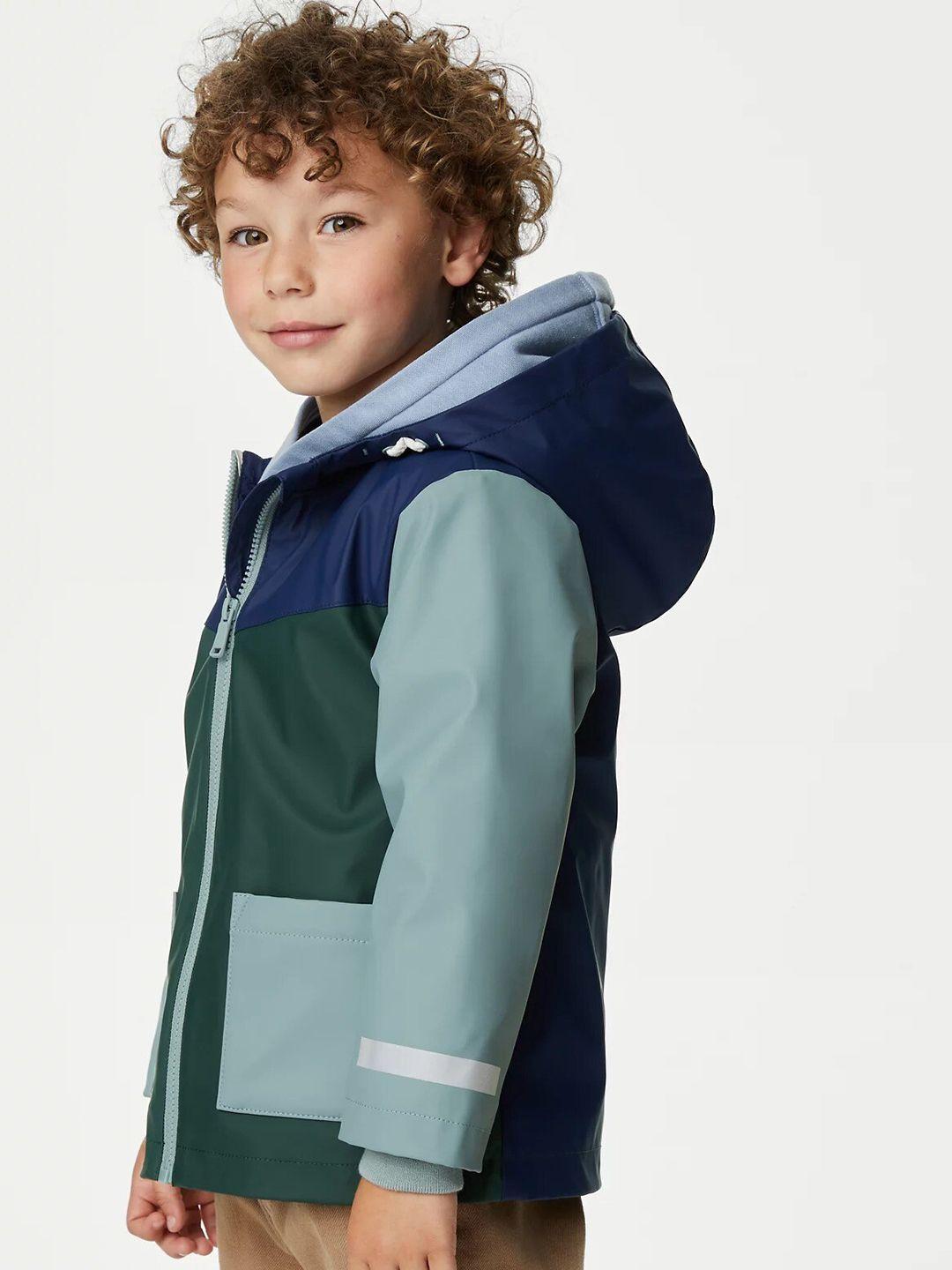 marks & spencer boys colourblocked hooded parka jacket