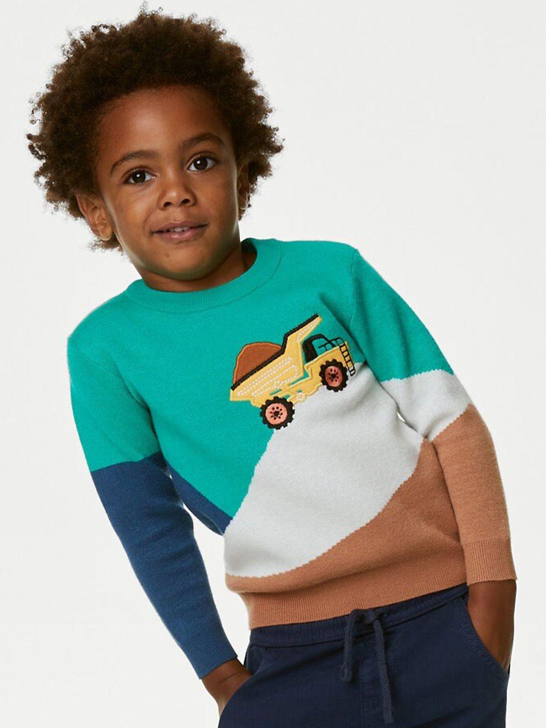marks & spencer boys colourblocked pullover sweater