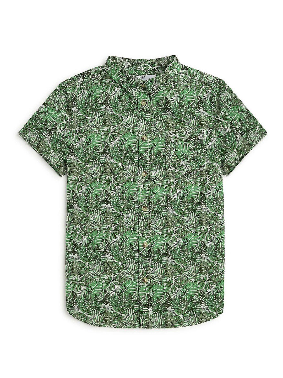 marks & spencer boys floral printed cotton casual shirt