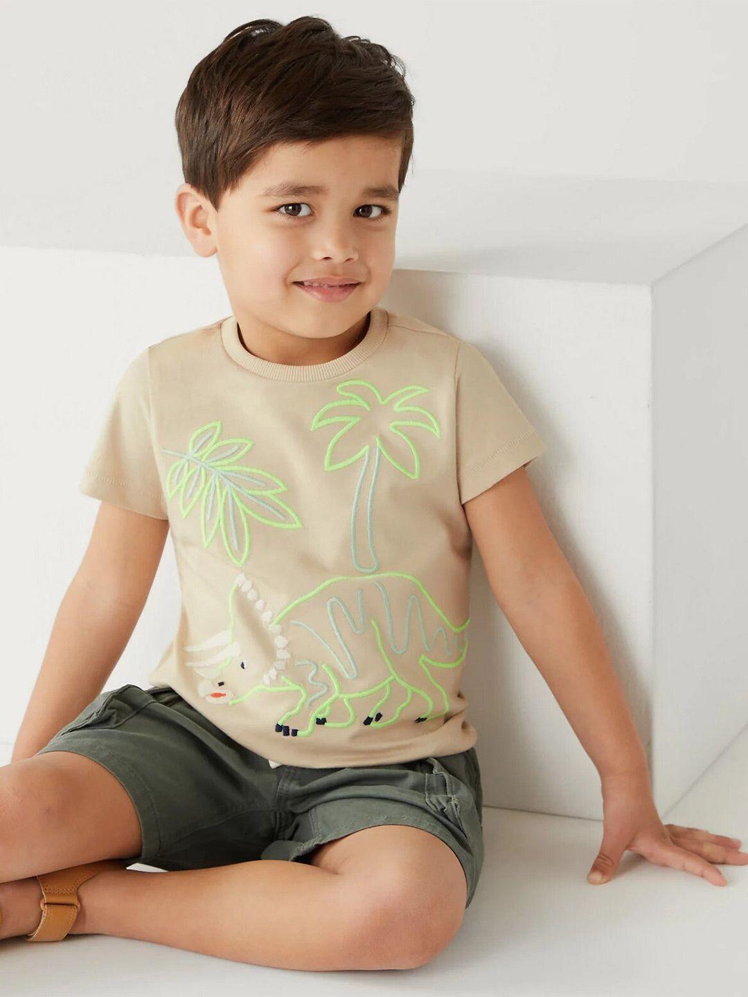 marks & spencer boys graphic embroidered pure cotton t-shirt