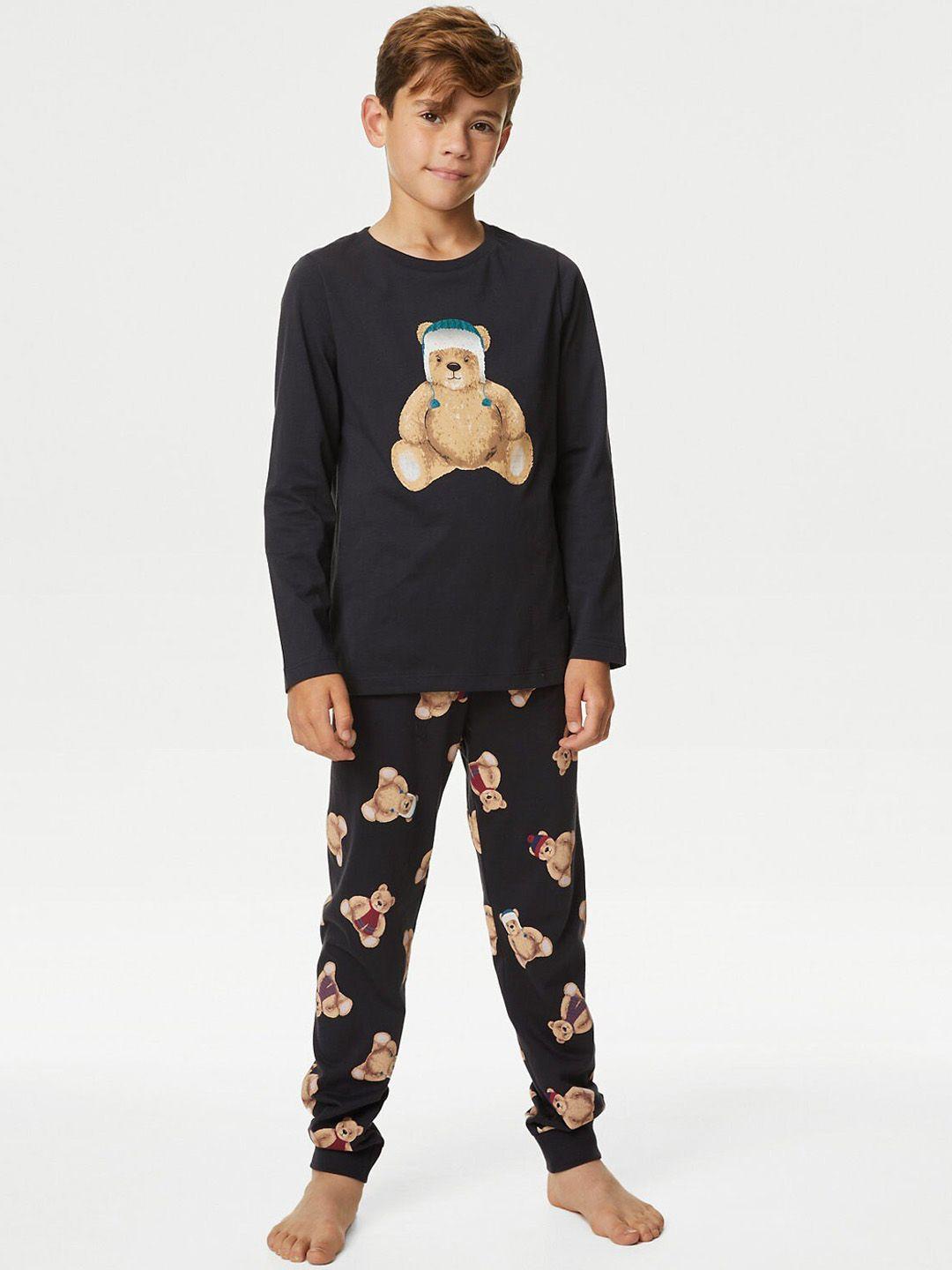 marks & spencer boys graphic printed pure cotton t-shirt & lounge pants