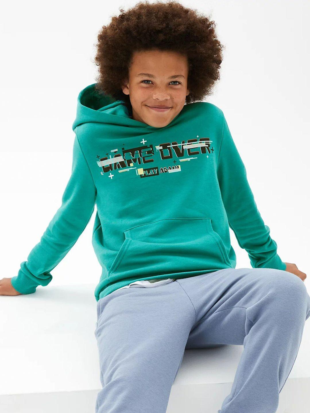 marks & spencer boys green hooded sweatshirt