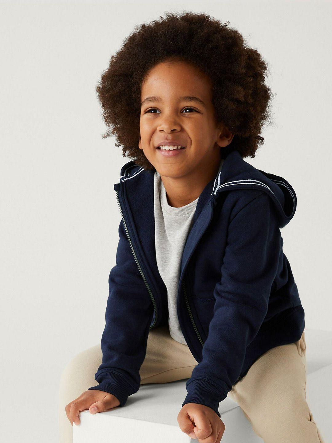 marks & spencer boys hooded front-open sweatshirt