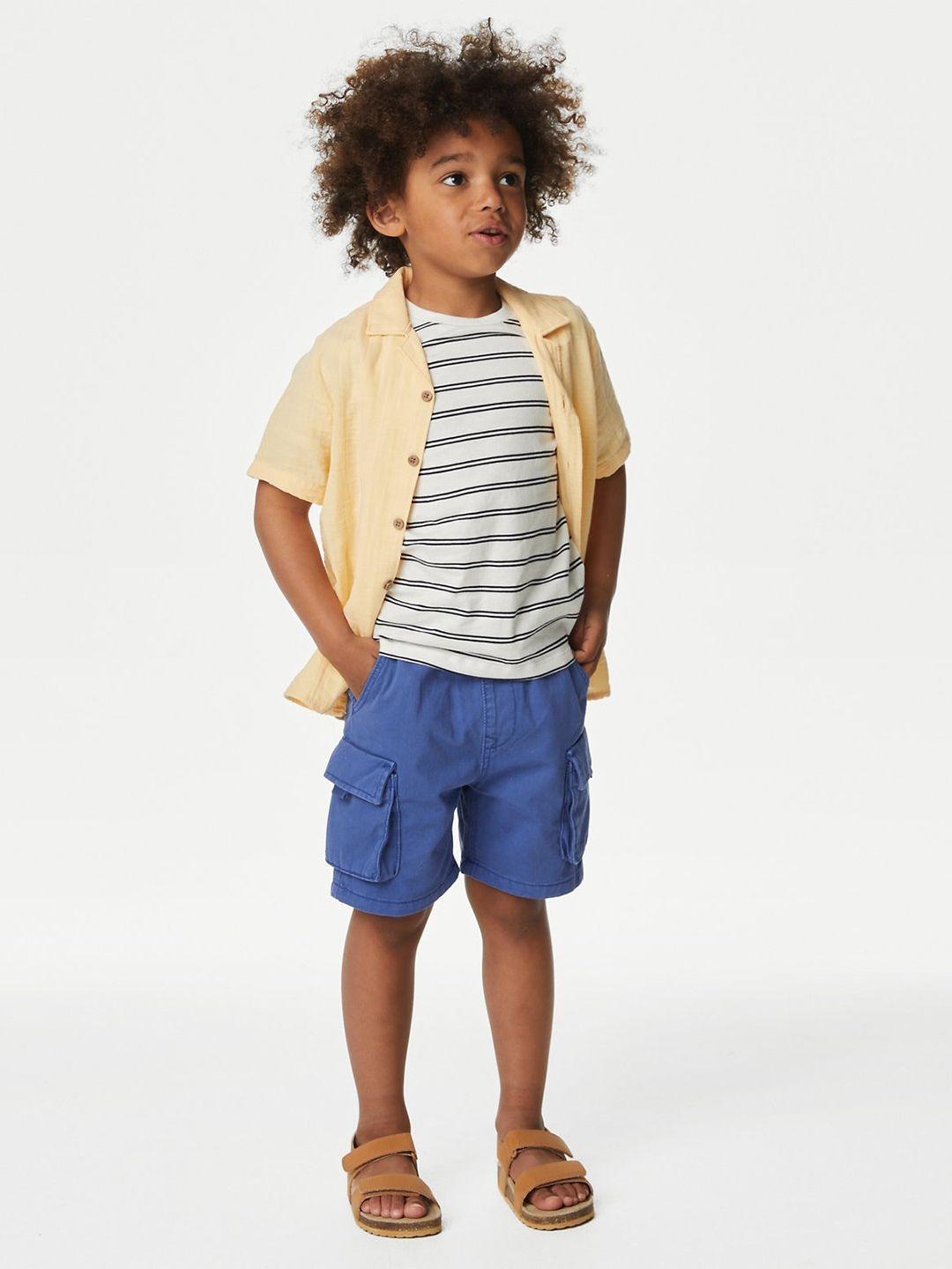 marks & spencer boys horizontal striped cotton shirt