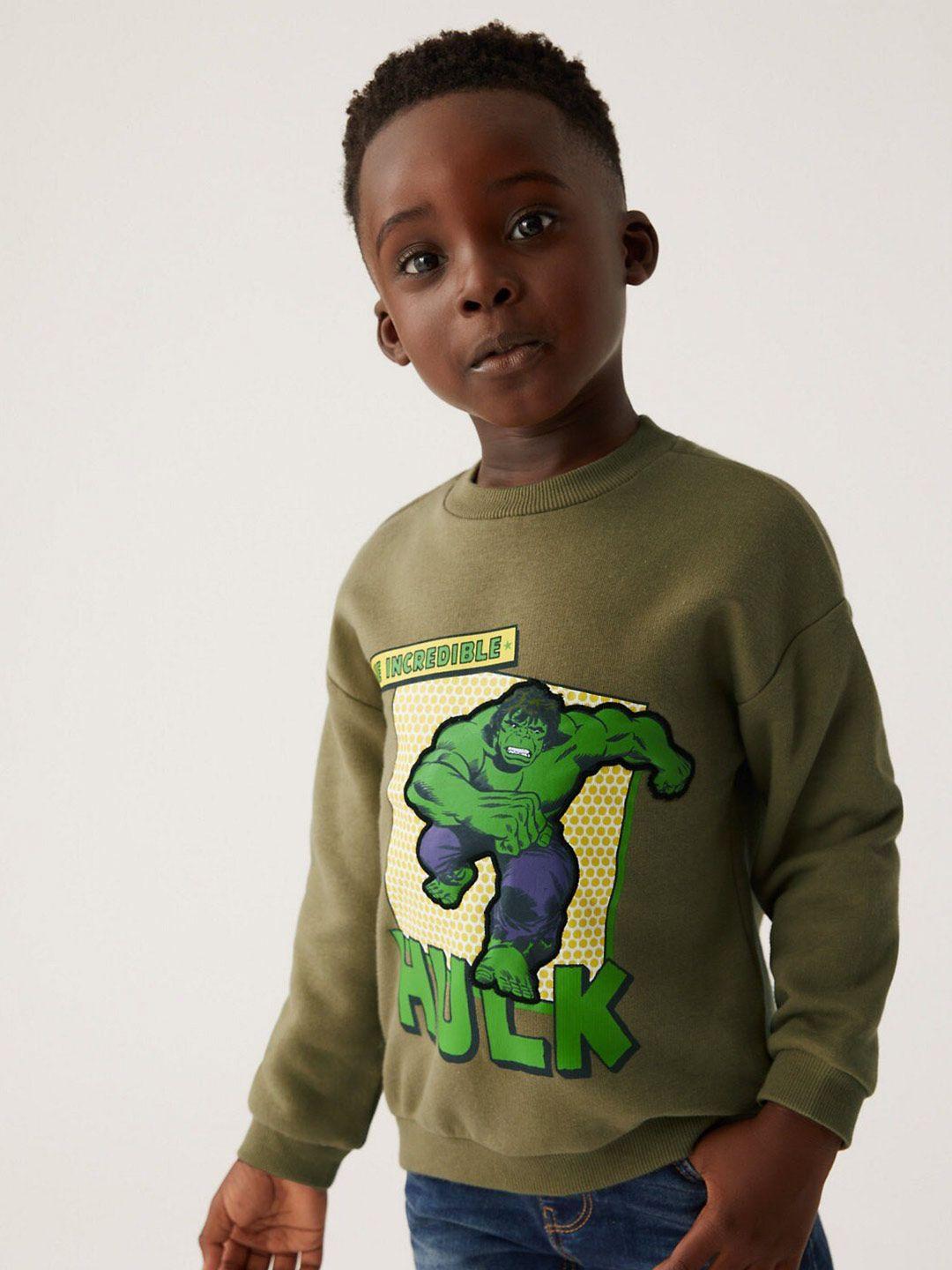 marks & spencer boys hulk printed cotton sweatshirt