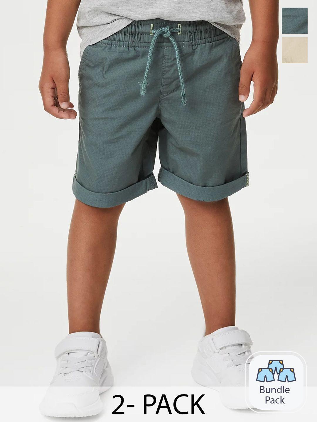 marks & spencer boys mid-rise knee length pure cotton shorts