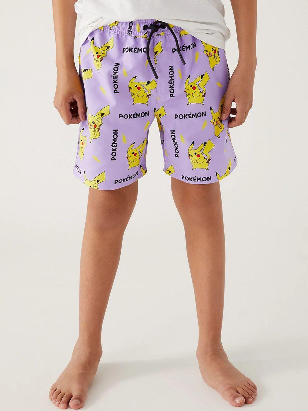 marks & spencer boys mid rise pokemon printed lounge shorts