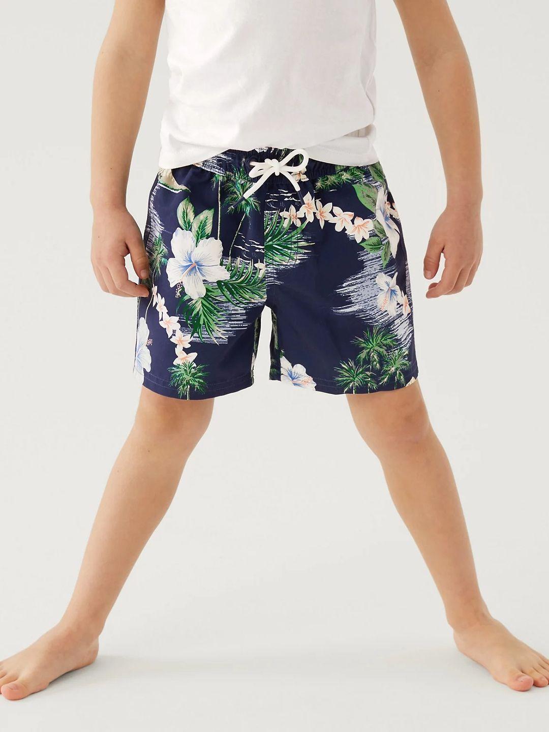 marks & spencer boys mid rise tropical printed lounge shorts