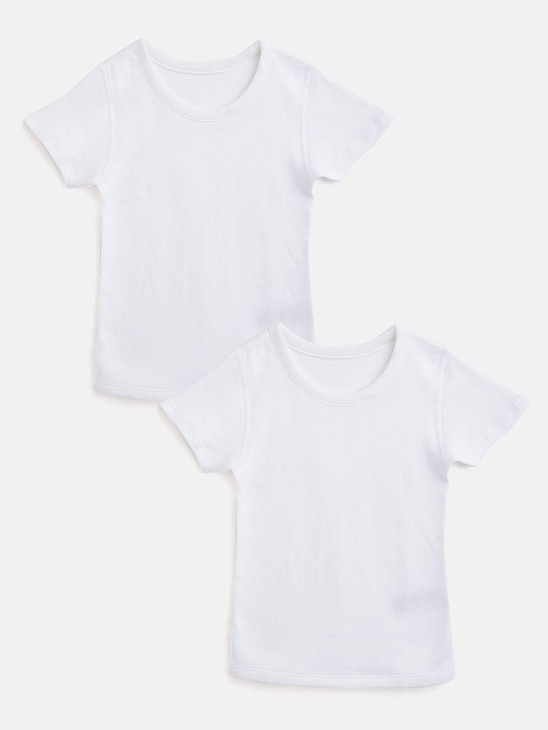 marks & spencer boys pack of 2 white solid thermal t-shirts
