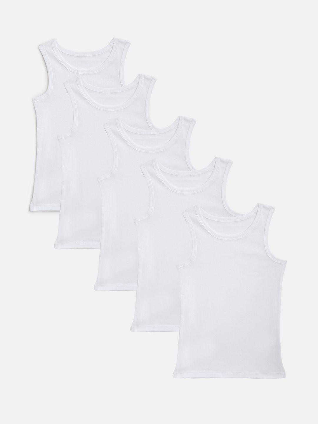 marks & spencer boys pack of 5 white solid innerwear vests t711406v