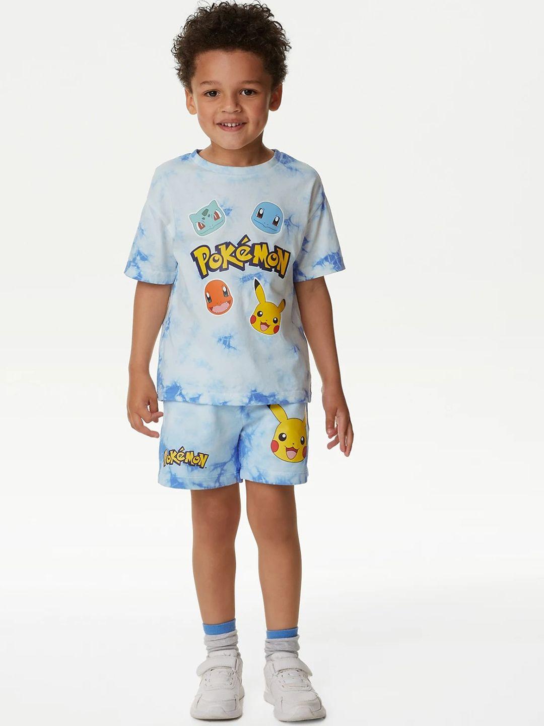 marks & spencer boys pokemon printed mid-rise pure cotton shorts