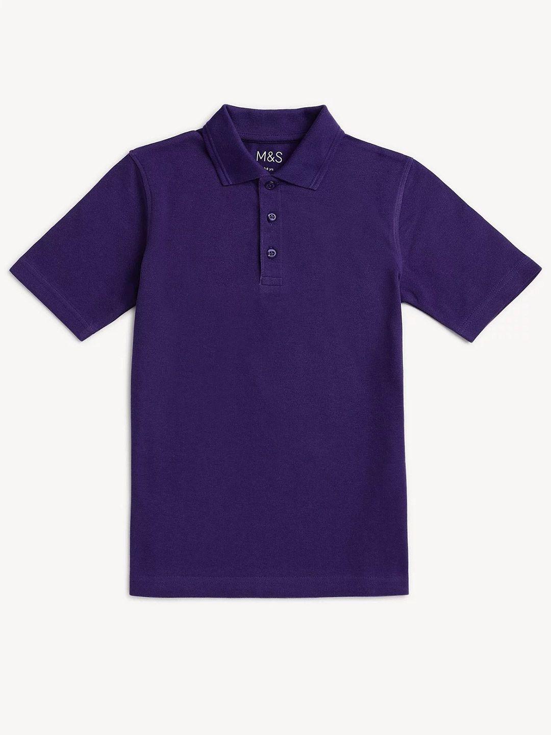 marks & spencer boys polo collar knitted pure cotton t-shirt