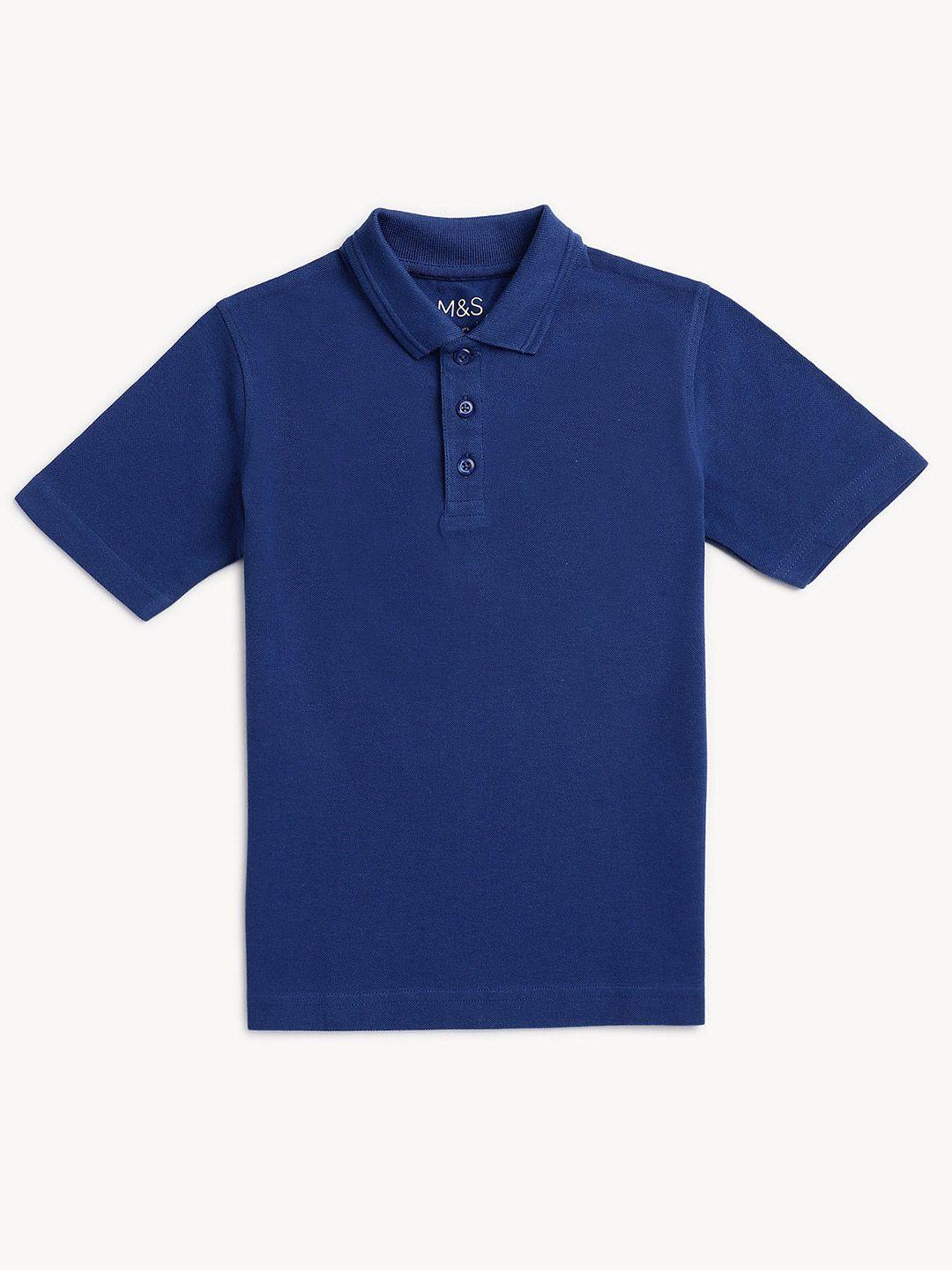 marks & spencer boys polo collar knitted pure cotton t-shirt