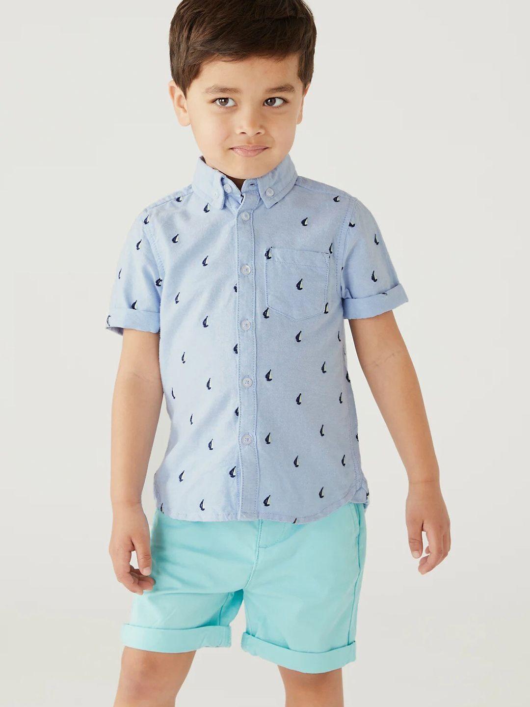 marks & spencer boys printed shirt with shorts