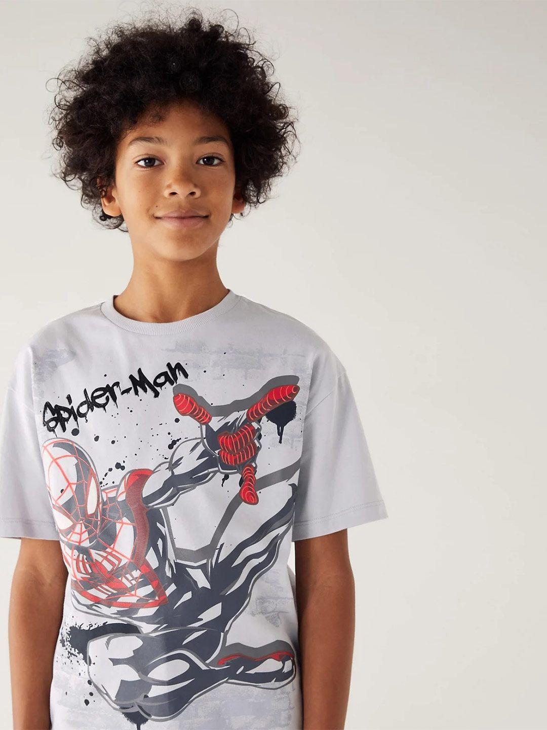 marks & spencer boys spider-man printed pure cotton t-shirt