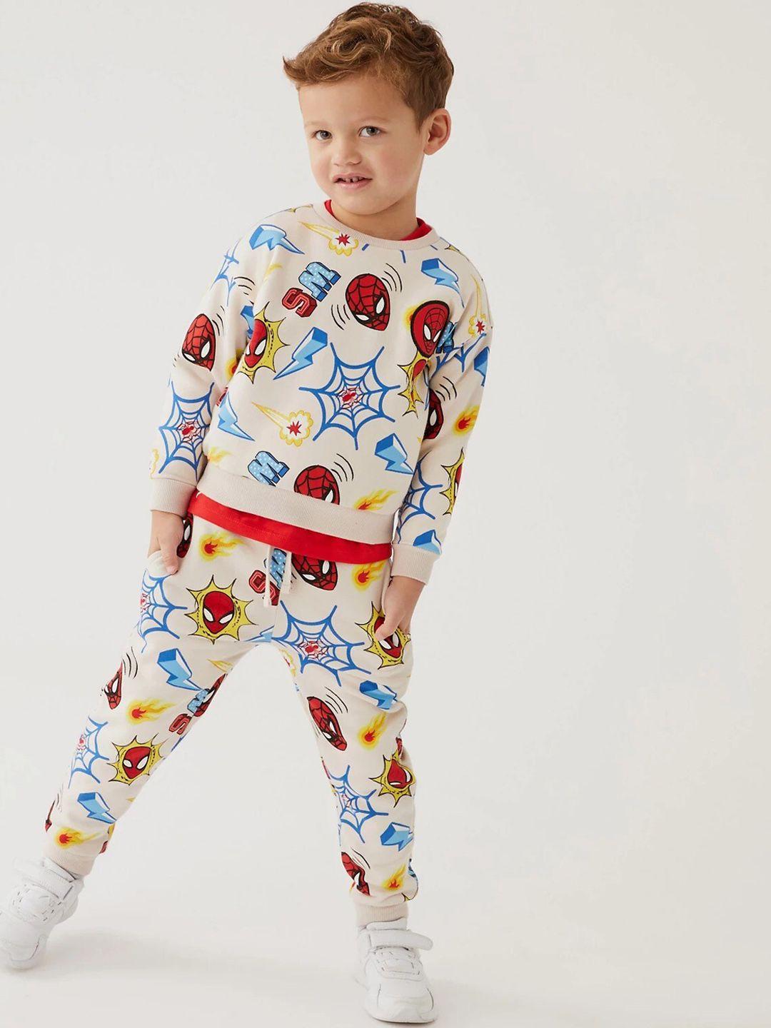 marks & spencer boys spiderman printed mid-rise joggers