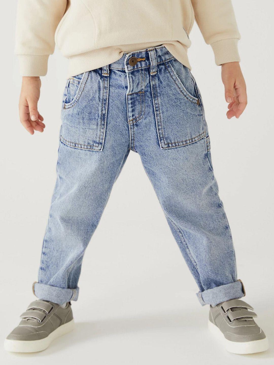 marks & spencer boys straight fit slash knee heavy fade cotton jeans