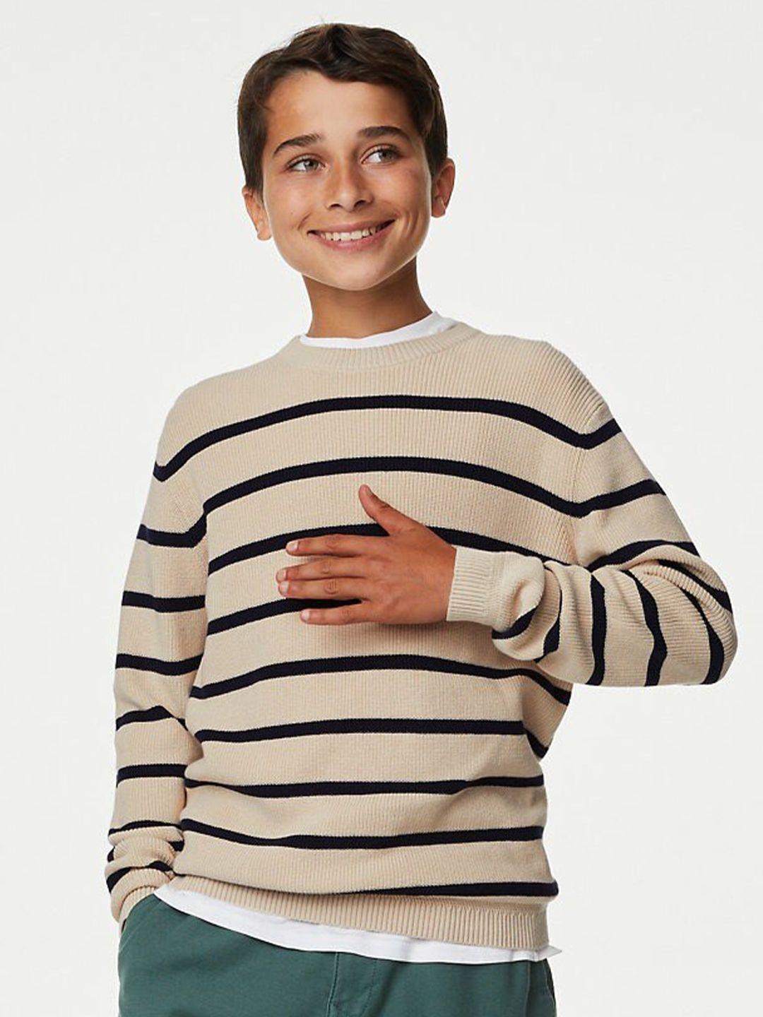 marks & spencer boys striped pure cotton pullover sweater