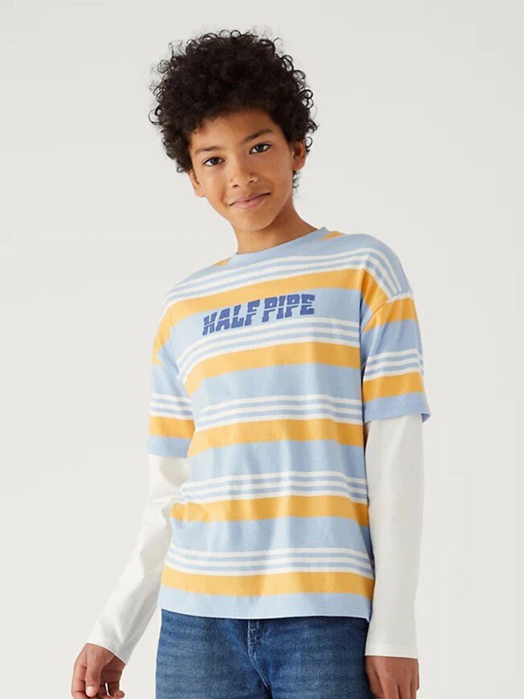 marks & spencer boys striped pure cotton t-shirt