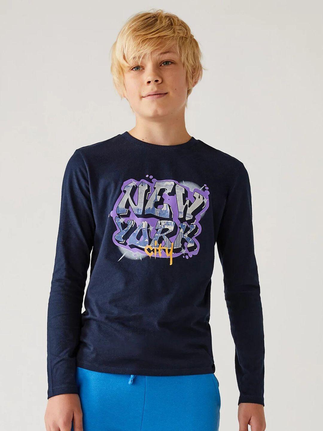 marks & spencer boys typography printed cotton t-shirt