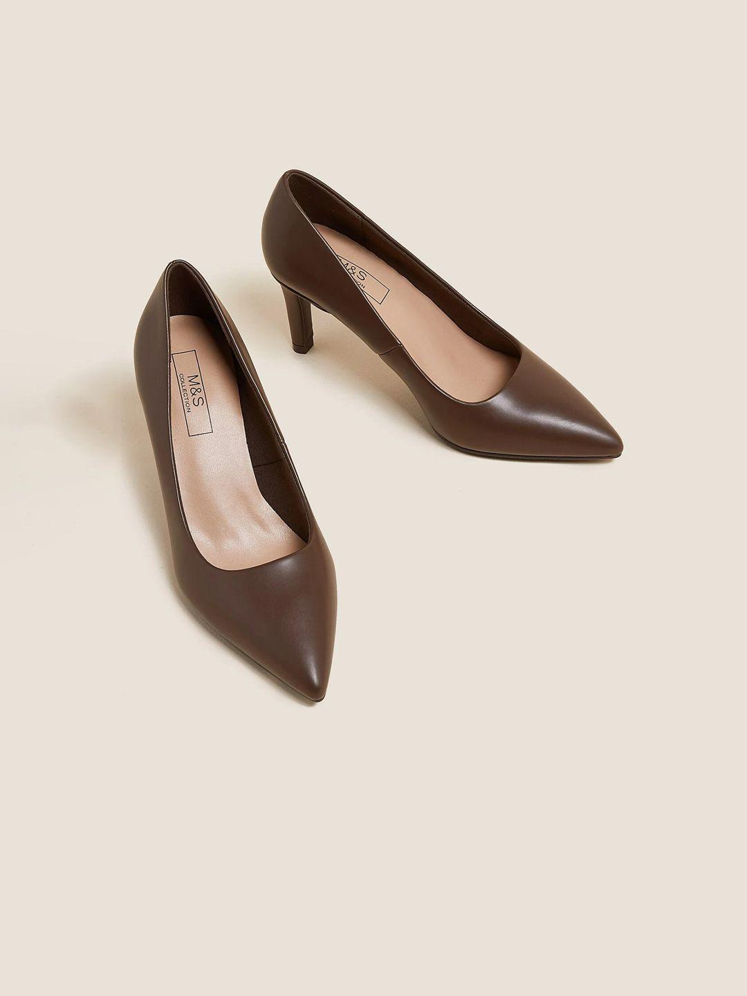 marks & spencer brown solid pumps heels