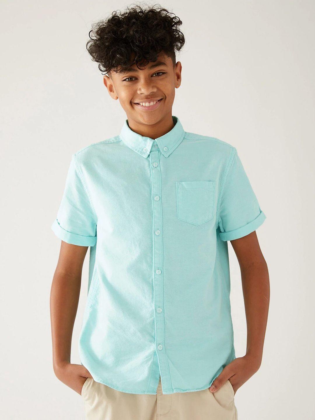 marks & spencer button-down collar cotton casual shirt