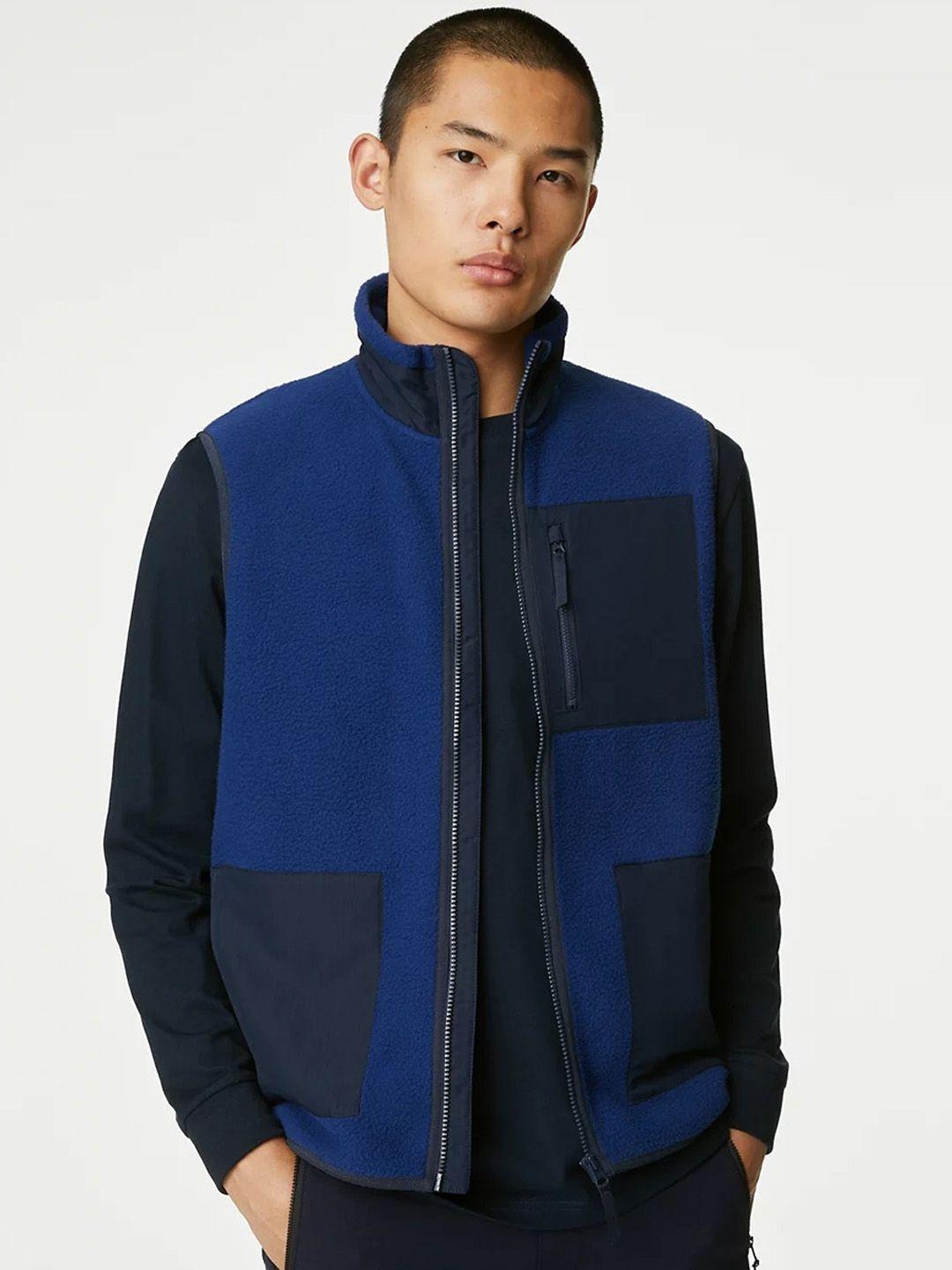 marks & spencer colourblocked mock collar bomber jacket