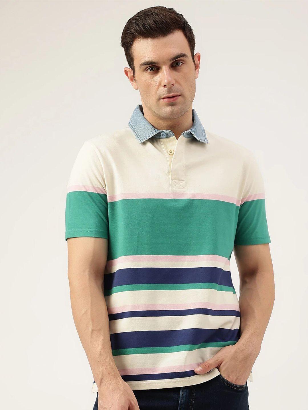 marks & spencer colourblocked polo collar pure cotton t-shirt