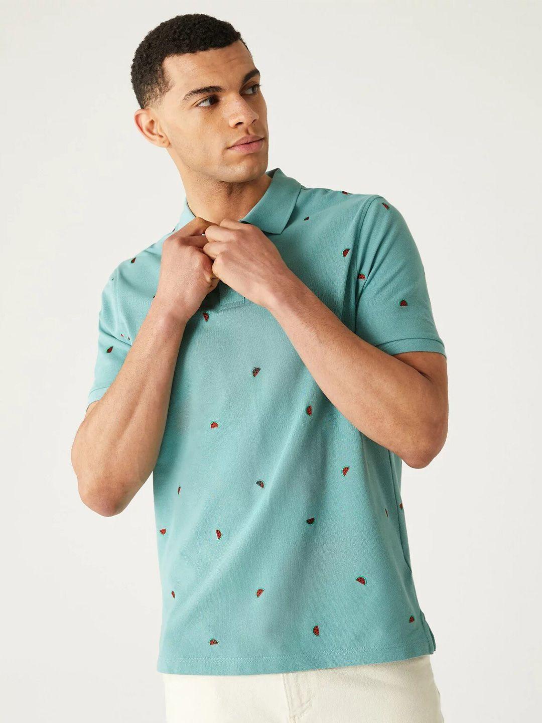 marks & spencer comversational printed polo collar t-shirt