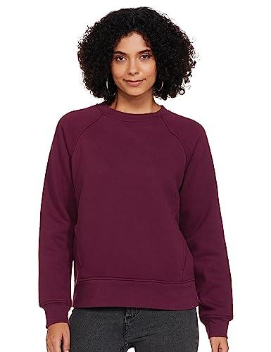 marks & spencer cotton rich crew neck sweatshirt t513009rdark mulberry (s)