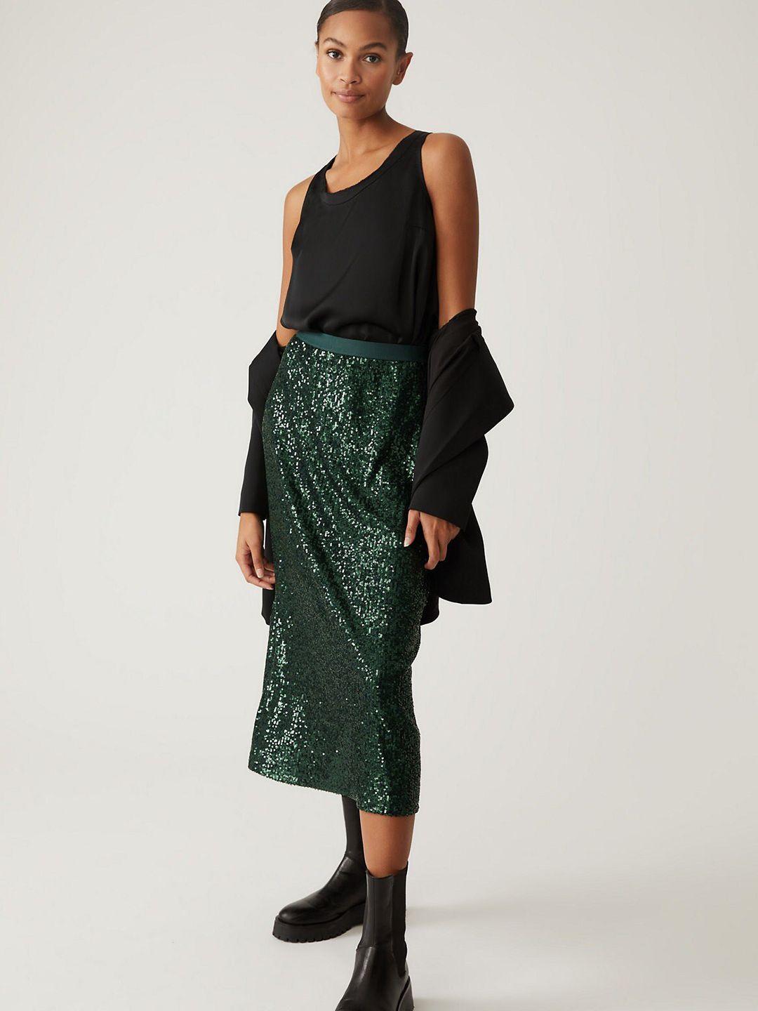 marks & spencer embellished a-line midi skirt