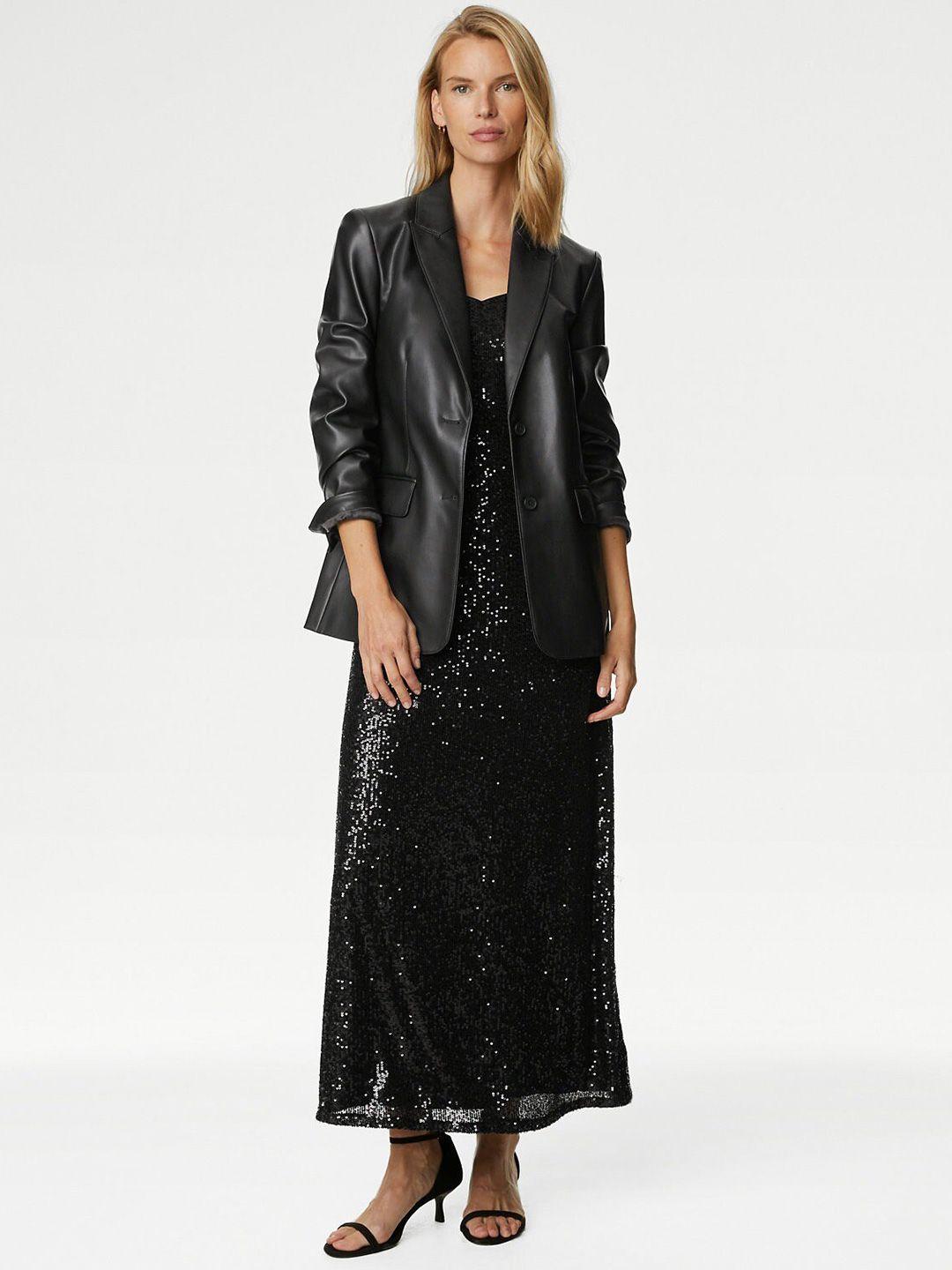 marks & spencer embellished sequined maxi a-line dress