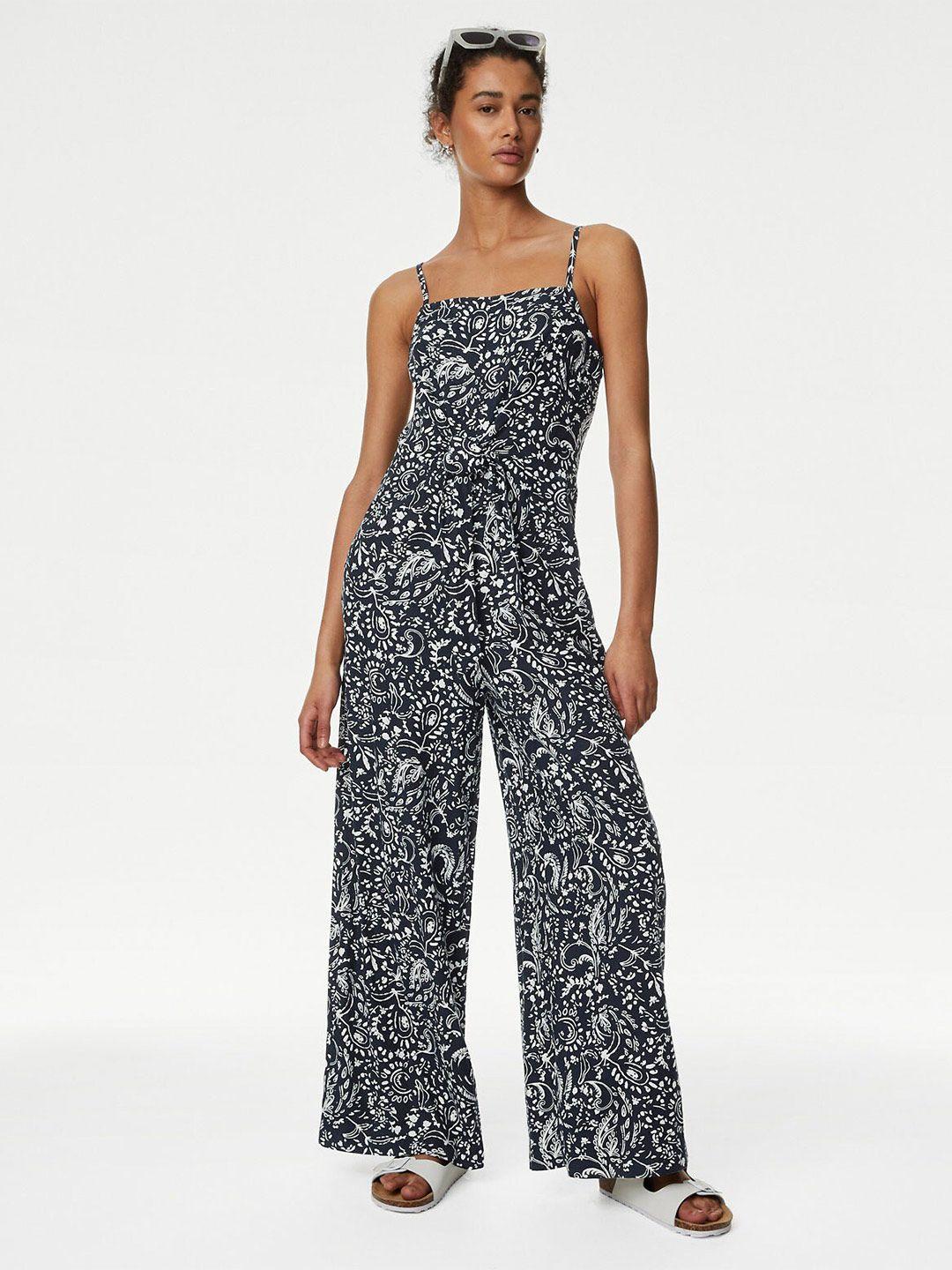 marks & spencer ethnic motifs printed basic jumpsuit