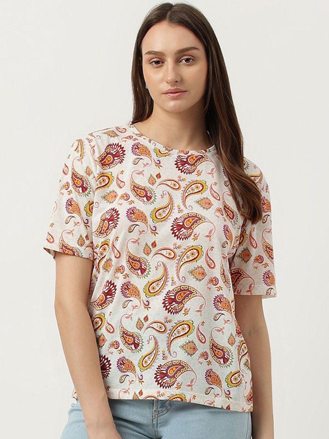 marks & spencer ethnic printed round neck t-shirt